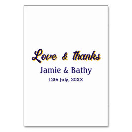 愛と感謝の紫オレンジカップル名と日付 テーブルナンバー