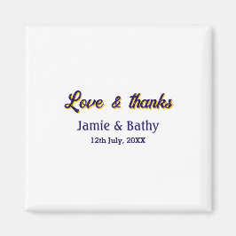 愛と感謝の紫オレンジカップル名と日付 マグネット