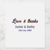 愛と感謝の紫オレンジカップル名と日付 ワインラベル (シングルラベル)