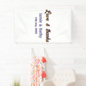 愛と感謝の紫オレンジカップル名と日付 横断幕 (インサイチュ)