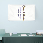 愛と感謝の紫オレンジカップル名と日付 横断幕 (トレードショー)