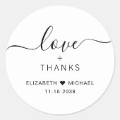愛と感謝の結婚式のお礼 ラウンドシール (正面)