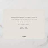 愛と感謝ゴールドフォイル結婚のサンキューカード 箔招待状 (裏面)