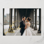 愛と感謝ゴールドフォイル結婚のサンキューカード 箔招待状 (正面)