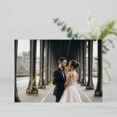 愛と感謝ゴールドフォイル結婚のサンキューカード 箔招待状 (立ち正面)