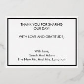愛と感謝ゴールドフォイル結婚のサンキューカード 箔招待状 (裏面)