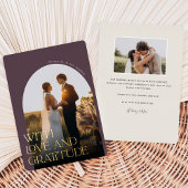 愛と感謝ゴールドフォイル結婚のサンキューカード 箔招待状