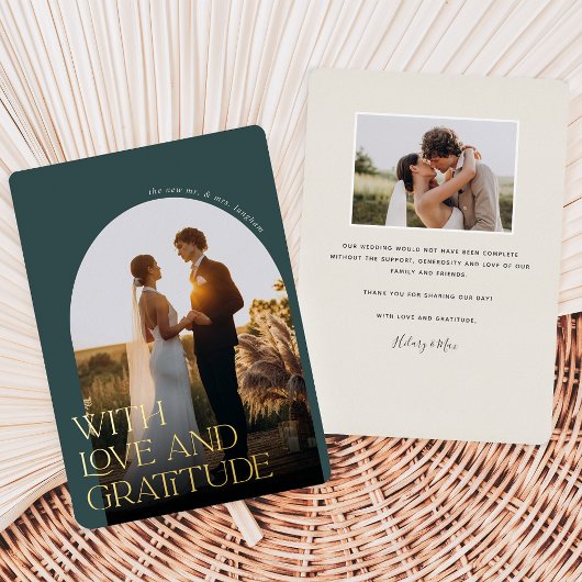 愛と感謝ゴールドフォイル結婚のサンキューカード 箔招待状