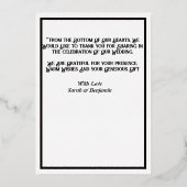 愛と感謝バラ金ゴールド結婚のサンキューカード 箔招待状 (裏面)