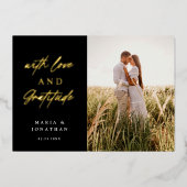 愛と感謝結婚の写真ありがとう 箔招待状 (正面)