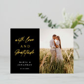 愛と感謝結婚の写真ありがとう 箔招待状 (立ち正面)