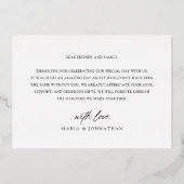 愛と感謝結婚の写真ありがとう 箔招待状 (裏面)