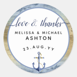 愛と感謝 #ネイビーブルー & ゴールド #ウェディングギフト ラウンドシール