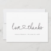 愛と感謝 ミニマルなハートのフォトスクリプト サンキューカード (正面)