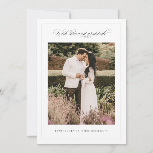 愛と感謝、ミニマルの結婚サンキューカード サンキューカード (正面)