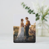 愛と感謝 |垂直結婚写真フラット サンキューカード (スタンド正面)