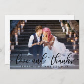 愛と感謝 | 現代のウェディングフォト感謝メッセージ サンキューカード (正面/裏面)