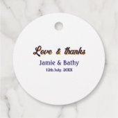 愛と感謝 紫オレンジ カップル名 日付 フェイバータグ (裏面)