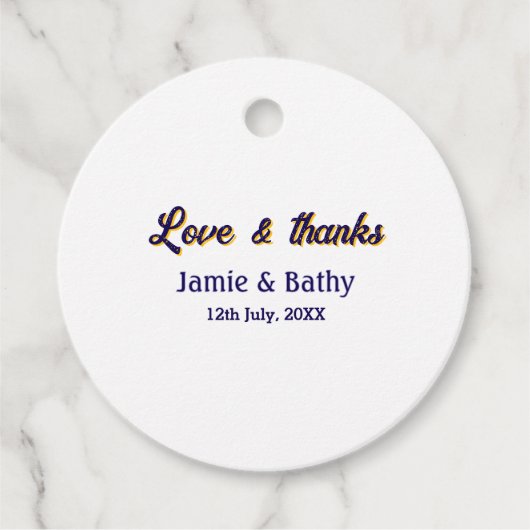 愛と感謝 紫オレンジ カップル名 日付 フェイバータグ (正面)