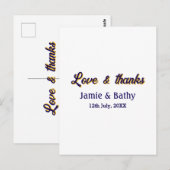 愛と感謝 紫オレンジ カップル名 日付 ポストカード (正面/裏面)