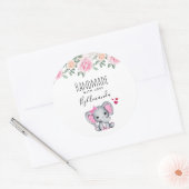 愛と手作りかわいいピンクのベビー象 ラウンドシール (封筒)