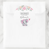 愛と手作りかわいいピンクのベビー象 ラウンドシール (バッグ)