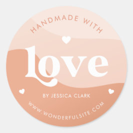 愛と手作りのレトロハートピンクボヘミアンワーブ ラウンドシール