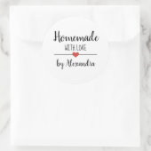 愛と手作りシンプル白い台本カスタム ラウンドシール (バッグ)