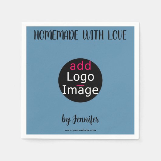 愛と手作りスタイリッシュのカスタムほこりっぽい青 スタンダードカクテルナプキン (正面)