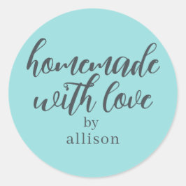 愛と手作りパーソナライズされたターコイズ ラウンドシール