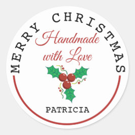 愛と手作りホリーのメリークリスマス ラウンドシール
