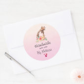 愛と手作り可愛いキリン母とベビー ラウンドシール (封筒)