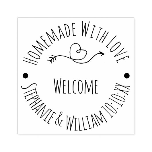 愛と手作り歓迎 |結婚式の引き出物 ラバースタンプ (インプリント)
