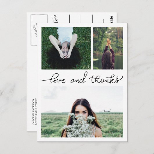 愛と手書き感謝していの3つの大学院の写真 ポストカード (正面/裏面)