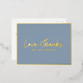 愛と手書感謝していきスクリプト |ほこりっぽい青 箔シーズンポストカード (正面/裏面)