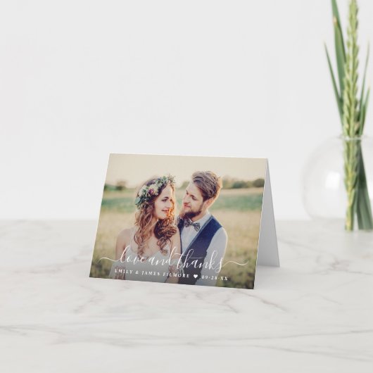 愛と手書感謝していきスクリプ結婚トの写真 サンキューカード (正面)