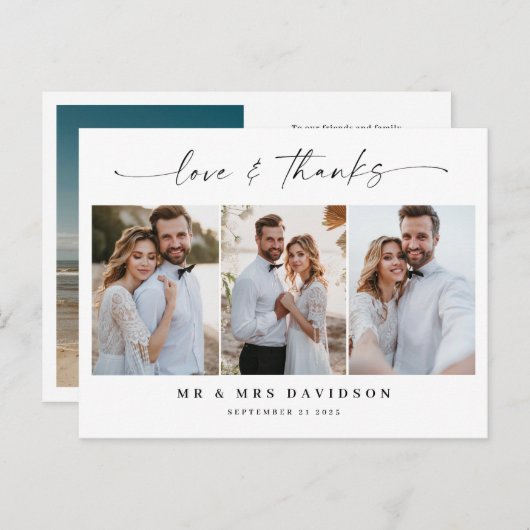 愛と手書感謝していきスクリプ結婚トの写真 ポストカード (正面/裏面)