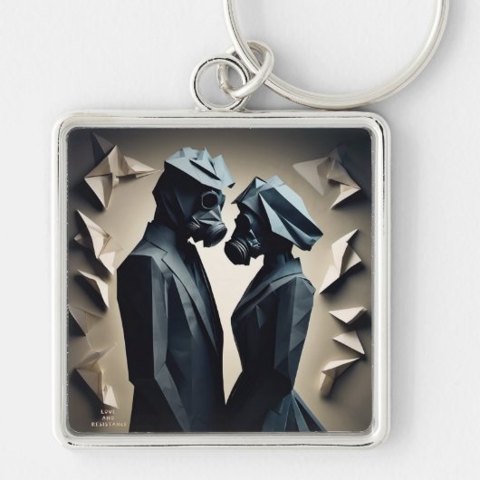 愛と抵抗の折り紙プレミアムメタルキーチェーン キーホルダー (正面)