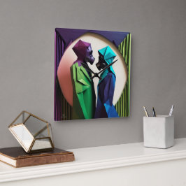 愛と抵抗の折り紙鮮やか スクエア壁時計