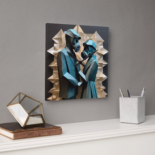 愛と抵抗の折り紙3 スクエア壁時計 (オフィス)