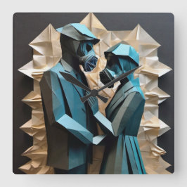 愛と抵抗の折り紙3 スクエア壁時計