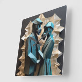 愛と抵抗の折り紙3 スクエア壁時計 (傾斜)