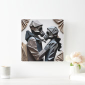 愛と抵抗の折り紙4 スクエア壁時計 (ホーム)