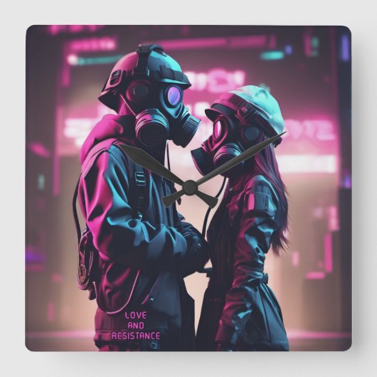 愛と抵抗の未来 – スコープ2 スクエア壁時計 (正面)