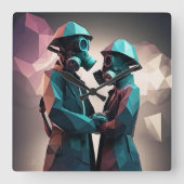 愛と抵抗アイソメローポリ スクエア壁時計 (正面)