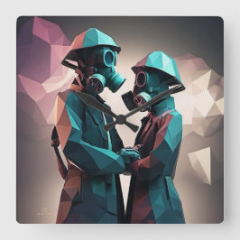 愛と抵抗アイソメローポリ スクエア壁時計