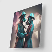 愛と抵抗アイソメローポリ スクエア壁時計 (傾斜)