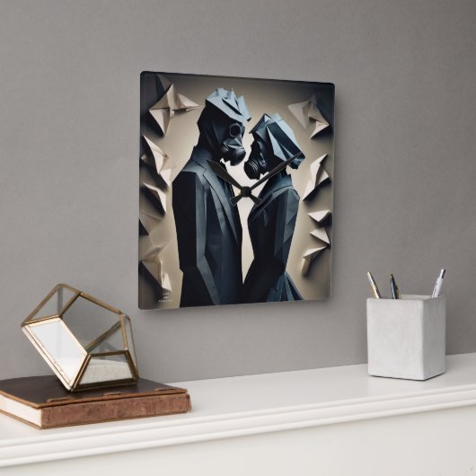 愛と抵抗折り紙 スクエア壁時計 (オフィス)