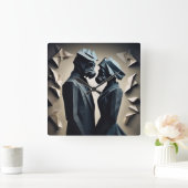 愛と抵抗折り紙 スクエア壁時計 (ホーム)