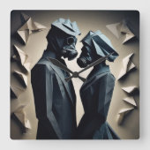 愛と抵抗折り紙 スクエア壁時計 (正面)